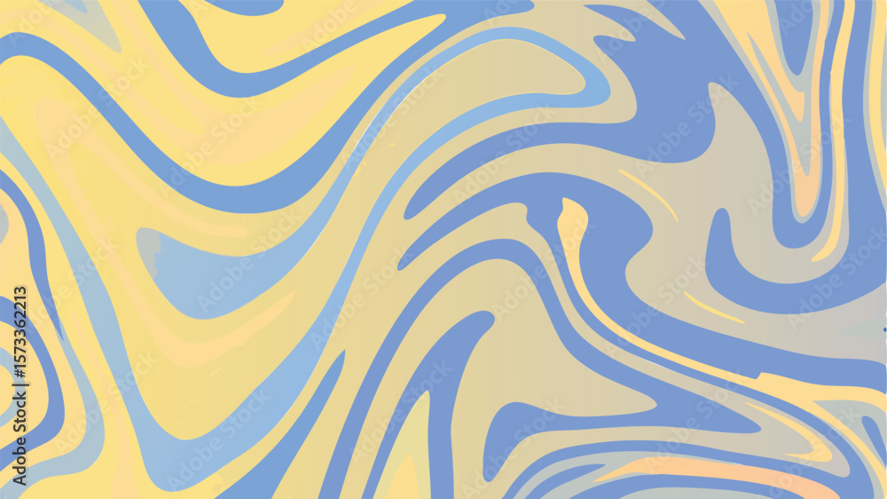 Aufkleber abstract background with swirling blue and yellow lines creating a fluid marble effect design