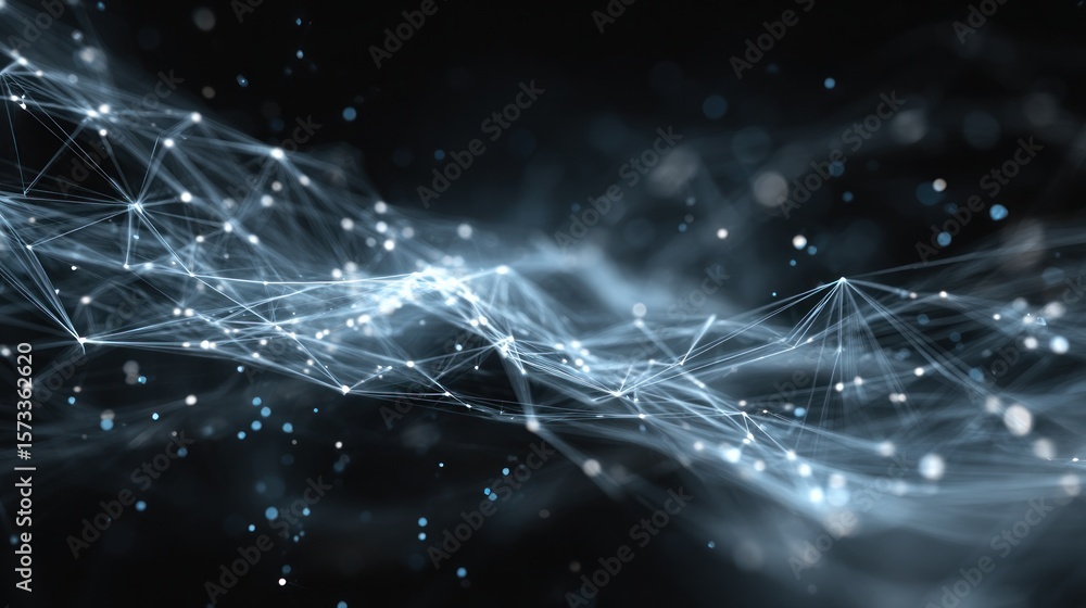 Poster abstract network connection, digital data flow, futuristic technology