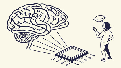Artificial intelligence brain chip technology neural network machine learning deep learning concept idea thinking