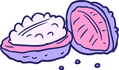 cartoon walnuts in bright neon color