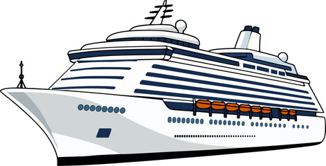 Luxury cruise ship, Holiday  Ocean Liner Vector Art