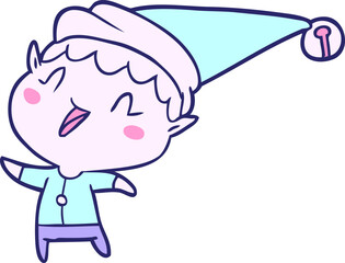 cartoon happy christmas elf in bright neon color