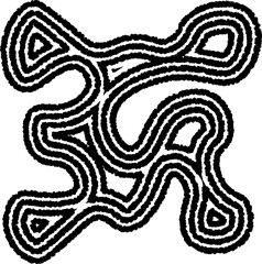 Fluid shape formed by irregular concentric lines resembling liquid, conveying smooth and continuous motion.