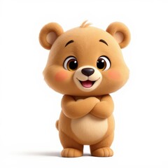 Naklejka premium Cute Bear Cub Standing Smiling on White Background
