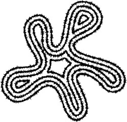 Artistic shape formed by concentric irregular lines with soft lobes and a flowing stroke creating a delicate, organic form.