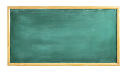 Green chalkboard with wooden frame — Isolated on Transparent Background