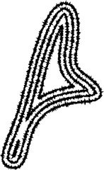 A simple, fluid abstract shape formed by concentric curved lines with minimal irregular contours, evoking motion.