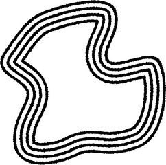 A smooth abstract design featuring irregular concentric curved lines that form a dynamic, organic shape.