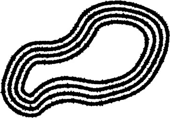 A smooth, natural shape formed by concentric curved lines, creating an organic, fluid design with irregular contours.