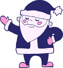 cartoon santa claus in bright neon color