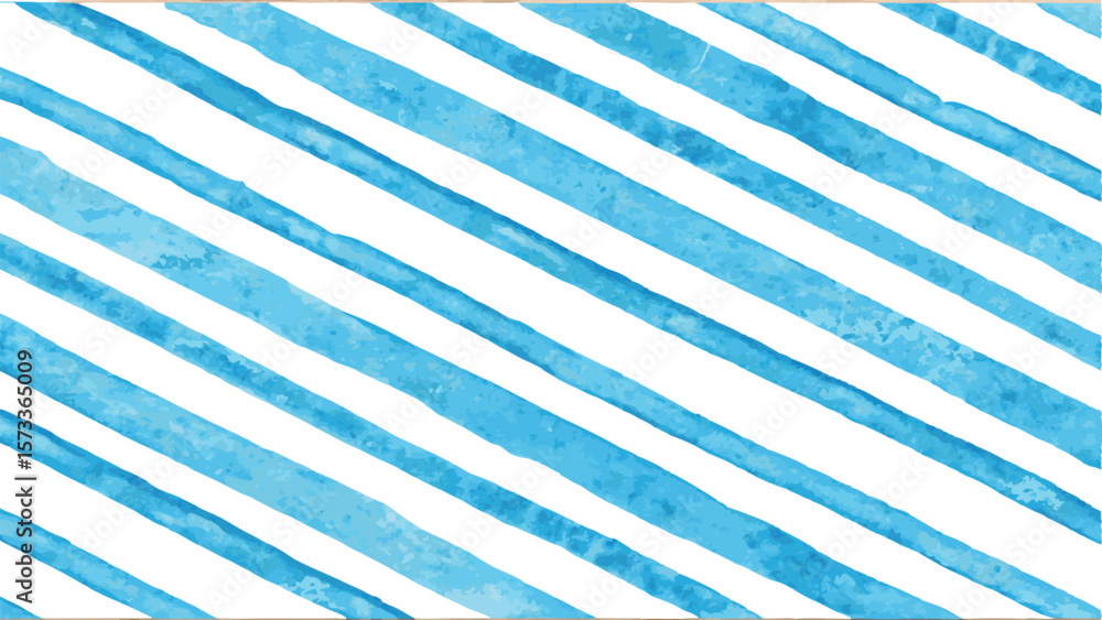 Poster watercolor painting of blue diagonal stripes on a white background creating a simple pattern effect
