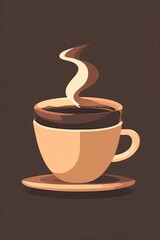 Obraz premium Flat Illustration of a Coffee Cup