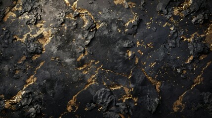 Obraz premium Luxurious Black Stone Texture with Gold Accents Background
