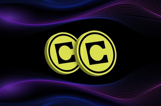 celo cryptocurrency images on digital background. 3d illustrations.