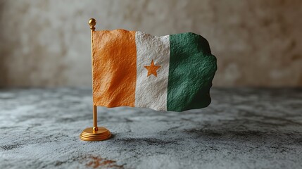 Miniature flag of the country of benin on a stand.