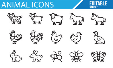 Editable Animal Illustrations for Farm Life, Wildlife, and Digital Projects