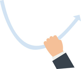 Business Growth Concept: Hand Holding Upward Arrow, Representing Success and Progress on White Background,upward trend, business growth, financial success, market analysis, positive results,