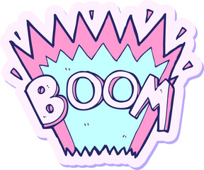 sticker of a cartoon comic book explosion in bright neon color
