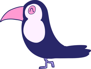 cartoon toucan in bright neon color