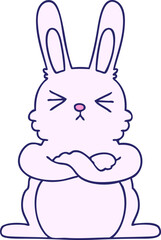 gradient shaded quirky cartoon rabbit in bright neon color