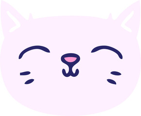 hand drawn quirky cartoon cat face in bright neon color