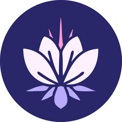 iconic tattoo style image of a water lily in bright neon color