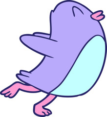 penguin jumping in bright neon color