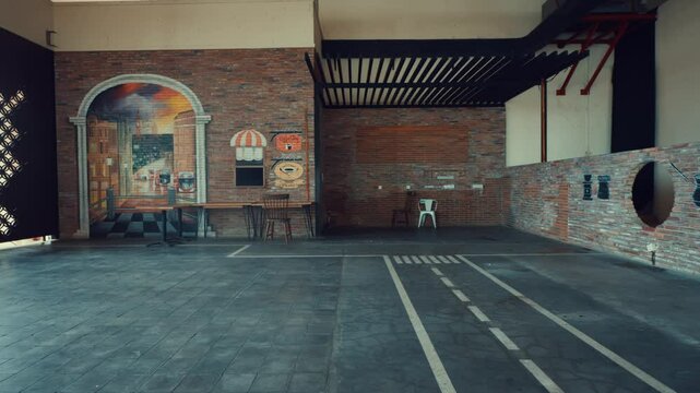 Artistic Indoor Caf&eacute; Mural with Empty Space
