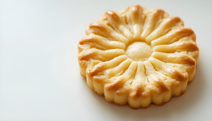 Galette  butter cookie resting on white background