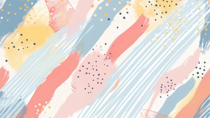 Abstract Brush Stroke Background with Pastel Colors and Polka Dot Accents