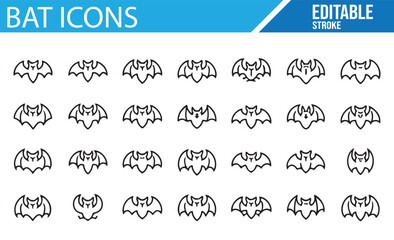 Editable Halloween Bat Symbols for Horror, Spooky, and Nighttime Design