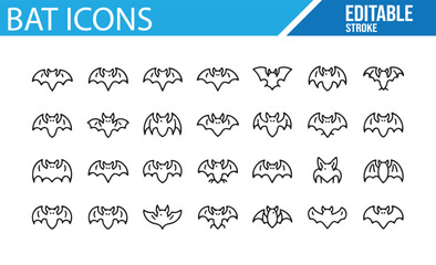 Eerie Bat Icons for Spooky Graphic Design, Halloween, and Digital Projects


