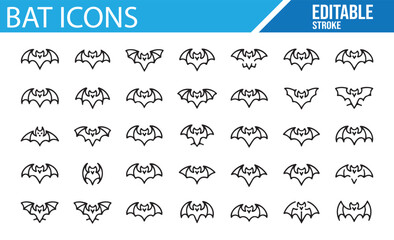 Vector Icons for Halloween and Spooky Bat Creatures in Digital Design