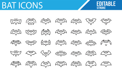 Halloween Bat Icons for Digital Art, Spooky Creatures, and Decorations

