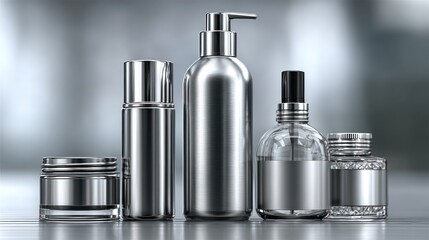 Metallic skincare bottles & jars