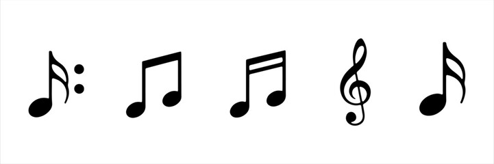 Music notes icon set. Musical key symbols. Music notes symbol vector illustration