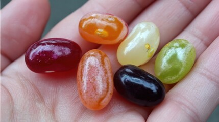Colorful jelly beans in hand