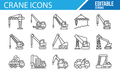 Editable Crane Symbols for Construction, Lifting, and Industrial Design Projects