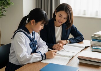 個別指導を受ける女子高生