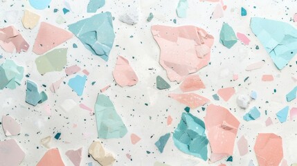 Pastel Terrazzo Background with Geometric Stone Fragments