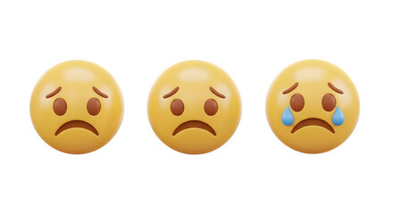 Fototapeta premium Sad Emoji Faces, isolated on white background