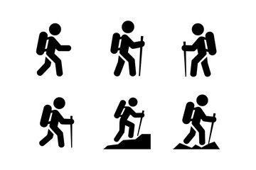 Hiking Icon Set Vector Illustrations