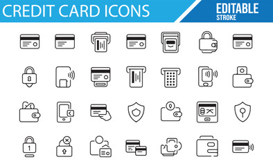 Editable Credit Card and Payment Icons for Banking and Digital Systems