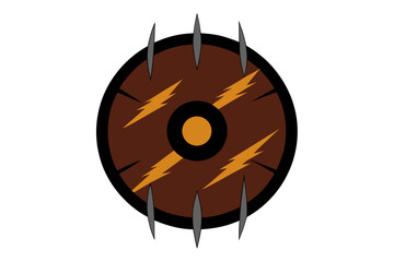 Spiked Viking Shield Icon &ndash; Norse Thunder Battle Vector Emblem