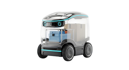Autonomous Delivery Robot 3d rendered, isolated on white background