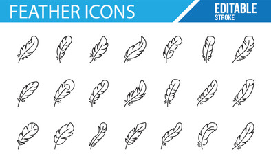 Delicate Feather Icons for Nature Themed Digital Designs