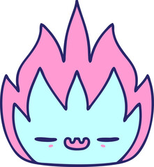 cartoon of a cute flame demon in bright neon color