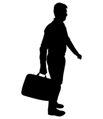 Silhouette of businessman with briefcase. Vector illustration