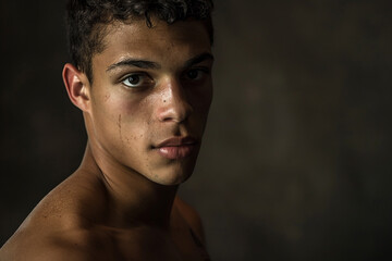 Photo of strong male athelete made generative AI modern technology