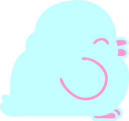 cute fat baby bird in bright neon color